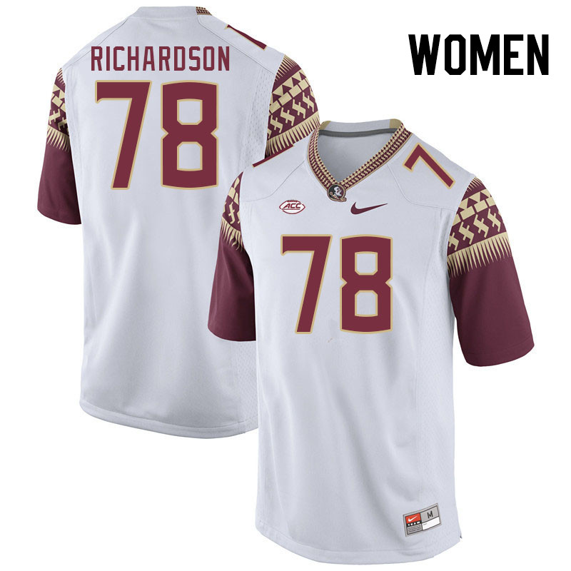 Women #78 Daughtry Richardson Florida State Seminoles College Football Jerseys Stitched-White - Click Image to Close